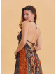 V Neck Backless Halter Neck Coffee Ethnic Dress 4654